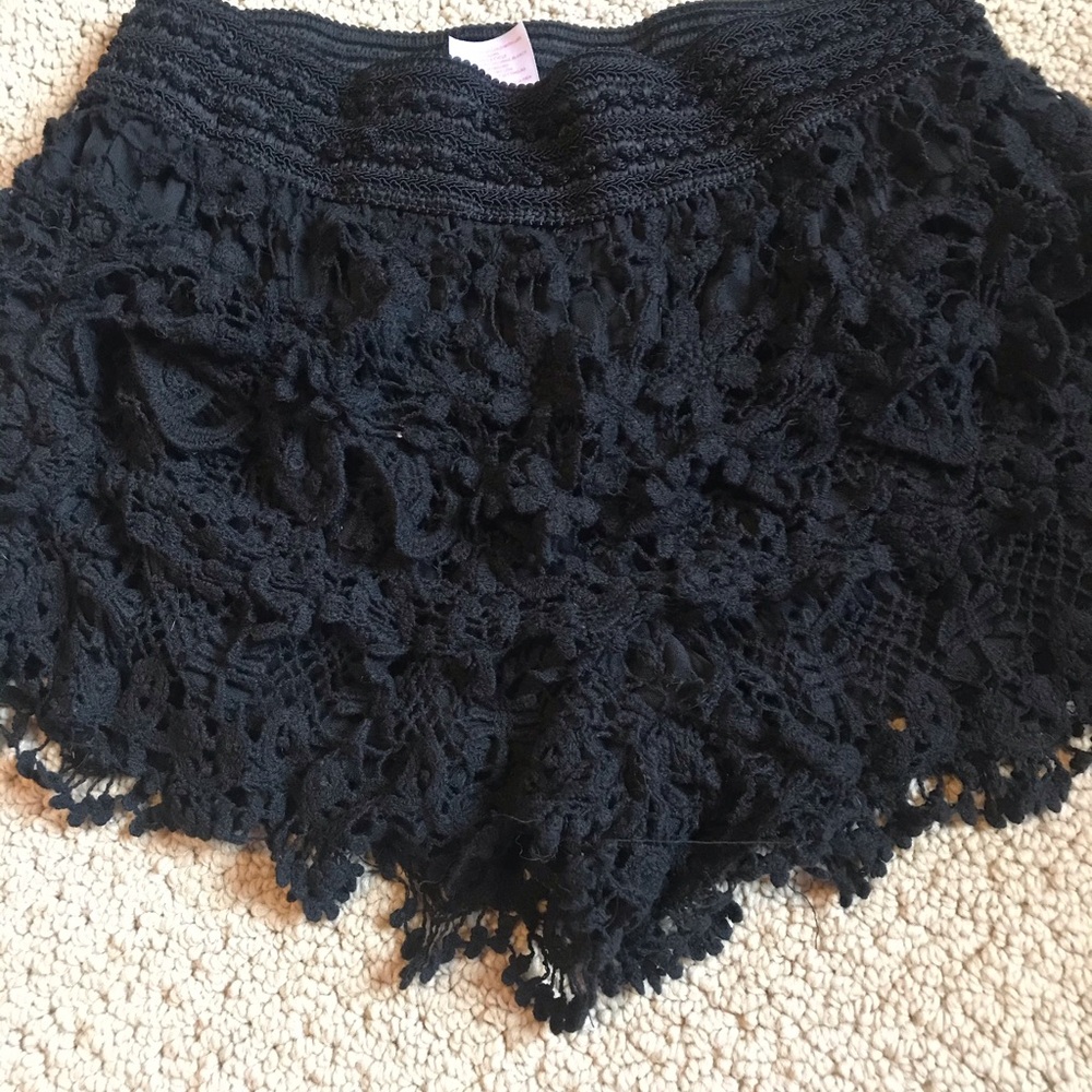 Black lace shorts